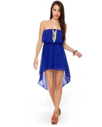 Oh My Goddess Strapless Blue Dress