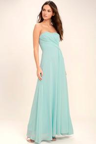 Cocolove Romantic Ballad Mint Blue Strapless Maxi Dress
