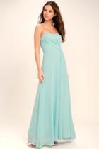 Cocolove Romantic Ballad Mint Blue Strapless Maxi Dress
