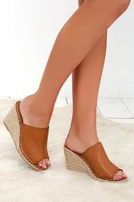Jacobies Gulf Of Mexico Tan Espadrille Slide Wedges