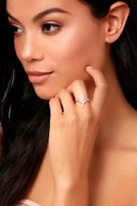 Shashi Cara Rose Gold Rhinestone Ring