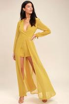 Lulus Gone With The Whirlwind Mustard Yellow Romper