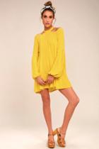 Free People Drift Away Yellow Cold Shoulder Tunic Top