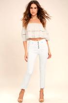 Moon River Uncharted White Distressed Skinny Jeans
