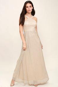 Lulus Always Moving Gold Maxi Dress