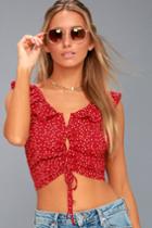 Codie Red Polka Dot Crop Top | Lulus