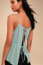 Adonis Mint Blue Tie-back Top | Lulus