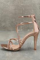 Lulus Annora Champagne Patent Dress Sandals