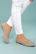 Qupid | Molly Lynn Taupe Suede Loafers | Size 6 | Beige | Vegan Friendly | Lulus