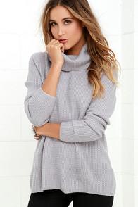 Lulus Sweet Salutation Grey Turtleneck Sweater