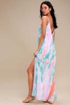 Flying Watercolors Fuchsia Print Maxi Dress | Lulus