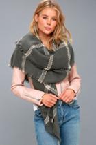 Lulus | Ice Skating Grey And Pink Plaid Scarf