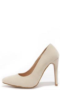 Chase & Chloe Pump You Up Nude Suede Pointed Pumps