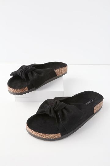 Cape Robbin Campo Black Suede Knotted Slide Sandals | Lulus