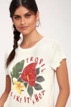 Sage The Label Tropical Heartache White Cropped Tee | Lulus