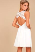 Lulus Romantic Tale White Lace Skater Dress