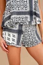 Lulus True Of Heart Blue And White Print Shorts