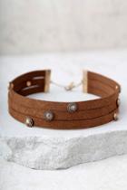 Lulus Ceremonious Gold And Brown Layered Choker Necklace