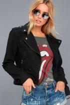 Veracci | Revved Up Black Denim Moto Jacket | Size Large | Lulus