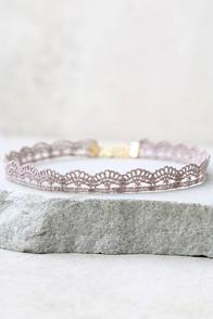 Lulus Thelma Grey Lace Choker Necklace