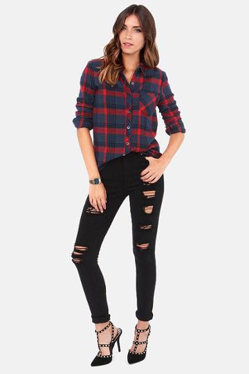 High Times Distressed Black Skinny Jeans