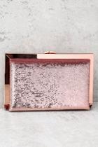 Lulus Charm And Desire Rose Gold Sequin Clutch