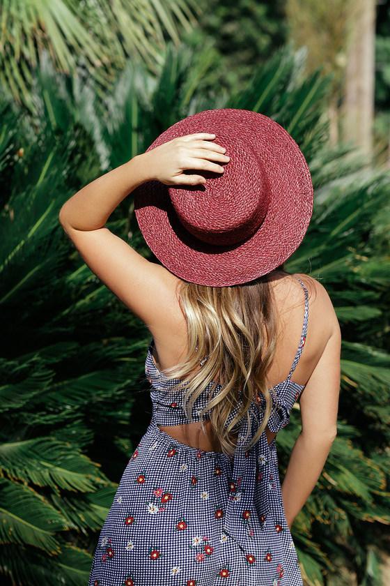 Tropicali Burgundy Straw Boater Hat | Lulus