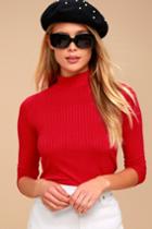 Someone Like You Red Long Sleeve Mock Neck Top | Lulus
