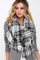 Gena Accessories Ticket To Timbuktu Ivory Plaid Scarf