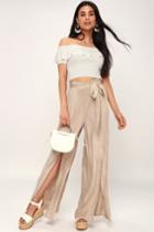 Deanna Beige Wide-leg Pants | Lulus