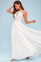 Principessa White Beaded Maxi Dress | Lulus