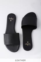 Tara Black Nappa Leather Slide Sandal Heels | Lulus