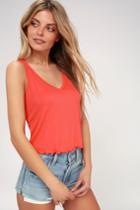 Abaco Coral Orange Ribbed Cropped Tank Top | Lulus
