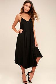 Lulus Lasting Memories Black Midi Dress