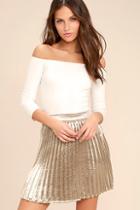 Lulus Swing Era Champagne Satin Mini Skirt