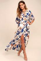 Lulus Loveliest Of All White Floral Print Lace-up Maxi Dress