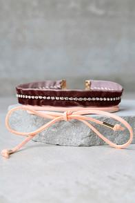 Ettika Lush Bow Brown And Pink Layered Choker