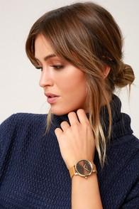 Nixon Kensington Leather Light Gold, Manuka, And Saddle Watch