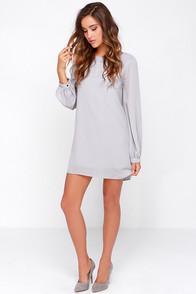 Lulus Exclusive Status Update Light Grey Shift Dress
