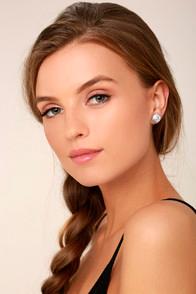 Lulus Dream Date Silver Rhinestone Earrings