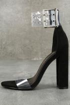Machi Tehya Black And Silver Suede Lucite Heels