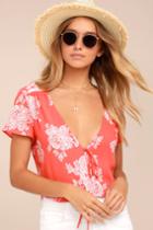 Flying High Coral Red Floral Print Crop Top | Lulus