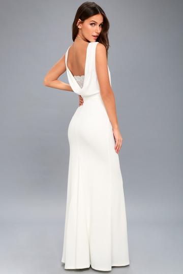 Way To Your Heart White Backless Maxi Dress | Lulus