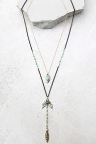 Lulus Arrow Expert Black And Gold Layered Necklace