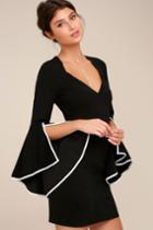 Lulus | Leslie Black Long Sleeve Bodycon Dress | Size Large | 100% Polyester