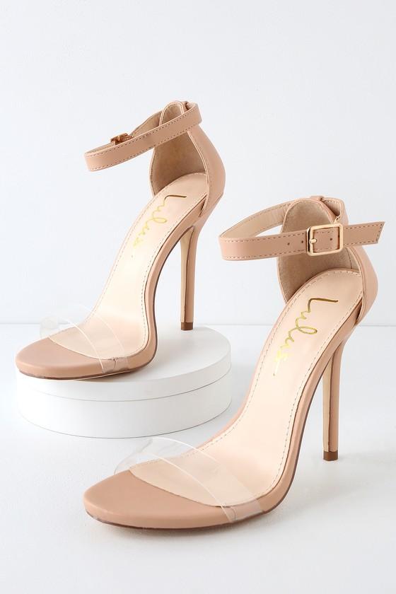 Elsi Pvc Nude Ankle Strap Heels | Lulus