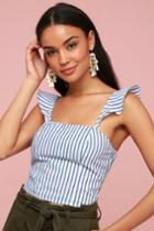 Howell Blue And White Striped Crop Top | Lulus