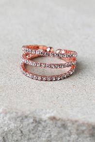 Lulus Flair To Spare Rose Gold Rhinestone Ring