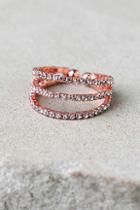 Lulus Flair To Spare Rose Gold Rhinestone Ring
