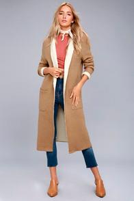 Lost + Wander Astrid Beige Long Cardigan Sweater